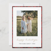 Tartan Border Snowflakes Weihnachtskarte Mitteilungskarte (Vorderseite)