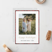 Tartan Border Snowflakes Weihnachtskarte Mitteilungskarte (Vorderseite/Rückseite Beispiel)