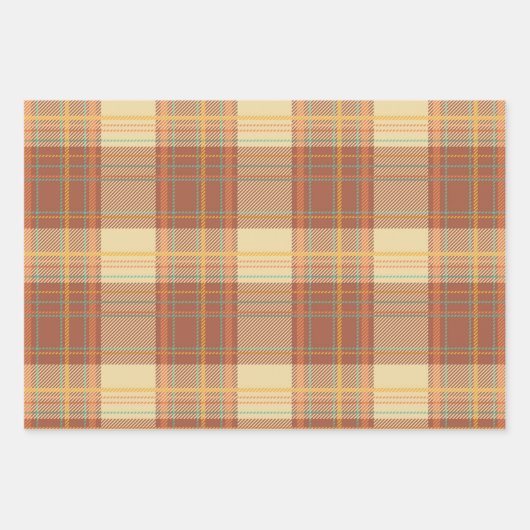 Tartan - Braun, Beige, Türkis, Orange, Gelb Geschenkpapier Set (Vorderseite 3)