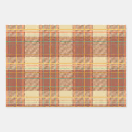 Tartan - Braun, Beige, Türkis, Orange, Gelb Geschenkpapier Set