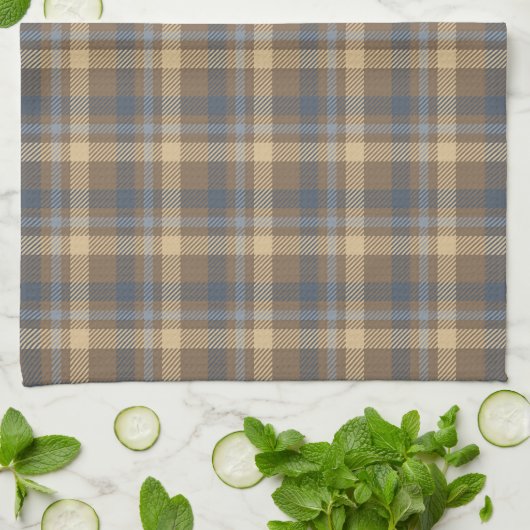 Tartan - Braun, Blau und Sand Geschirrtuch (Gefaltet)