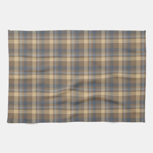 Tartan - Braun, Blau und Sand Geschirrtuch (Horizontal)