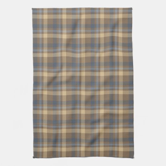 Tartan - Braun, Blau und Sand Geschirrtuch (Vertikal)