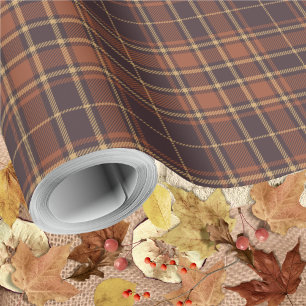 Tartan - Brown - Taupe-Burnt Sienna-Rustikales Gol Geschenkpapier