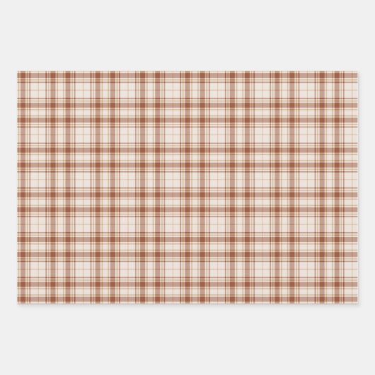 Tartan-Burnt Sienna-Rustikales Goldenes Cement Ter Geschenkpapier Set (Vorderseite 3)
