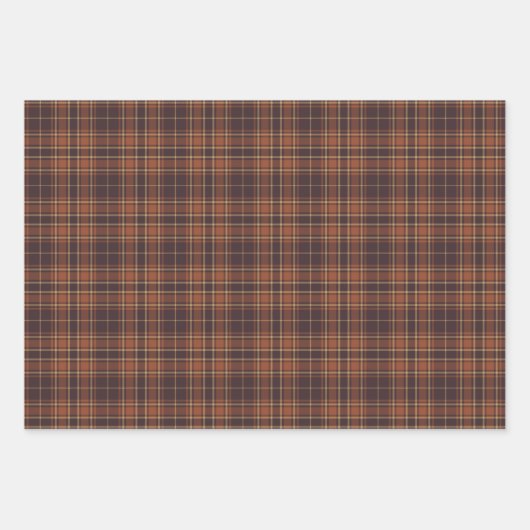 Tartan-Burnt Sienna-Rustikales Goldenes Cement Ter Geschenkpapier Set (Vorderseite)