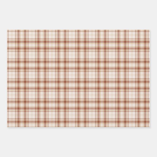 Tartan - Cement-Burnt Sienna-Rustikales Gold Geschenkpapier Set (Vorderseite 3)