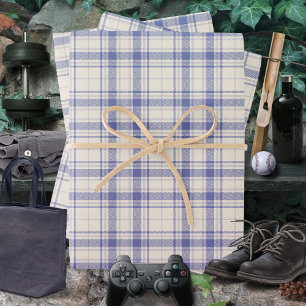 Tartan - Cement White-Dark Lila-Mauve Geschenkpapier Set