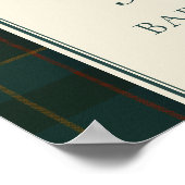 Tartan Check Teddy Bear Baby Shower Welcome Poster (Ecke)