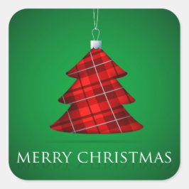 Tartan Christmas bauble Quadratischer Aufkleber