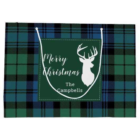 Tartan Christmas Clan Campbell Personalisiert Kari Große Geschenktüte (Rückseite)