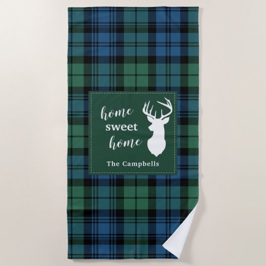 Tartan Christmas Clan Campbell Personalisiert Kari Strandtuch (Vorderseite)