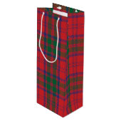Tartan Christmas Clan Grant Roter Karo Holiday Geschenktüte Für Weinflaschen (Vorderseite Schrägansicht)