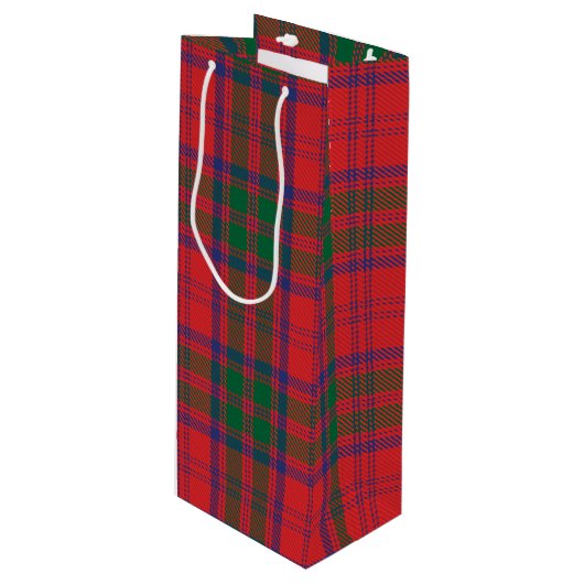 Tartan Christmas Clan Grant Roter Karo Holiday Geschenktüte Für Weinflaschen (Vorderseite Schrägansicht)