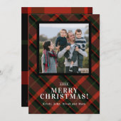 Tartan Christmas Foto Feiertagskarte (Vorne/Hinten)