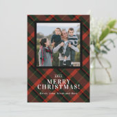 Tartan Christmas Foto Feiertagskarte (Stehend Vorderseite)