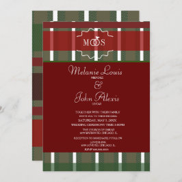 Tartan Christmas Kariert Winter Burgundy Wedding Einladung