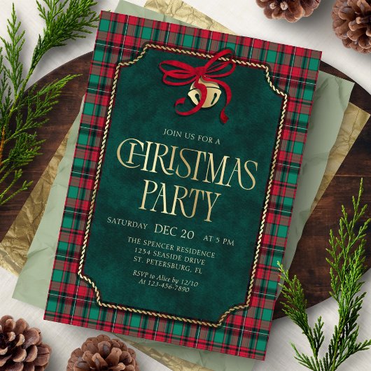 Tartan Christmas Party Invitation Einladung
