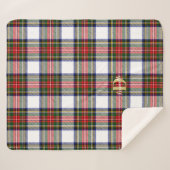 Tartan Christmas Pattern Monogram Name Holiday Sherpadecke (Vorderseite (Horizontal))