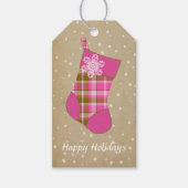 Tartan Christmas Strumpf Hot Pink and Olive ID209 Geschenkanhänger (Vorderseite)