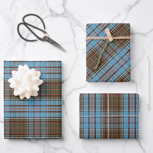 Tartan Clan Anderson Checkered Kariertes Muster Geschenkpapier Set (Vorderseite)