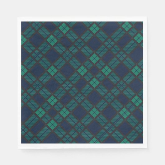Tartan Clan Black Watch Green Checkered Pattern Serviette (Vorderseite)