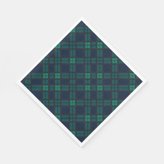 Tartan Clan Black Watch Green Checkered Pattern Serviette (Ecke)