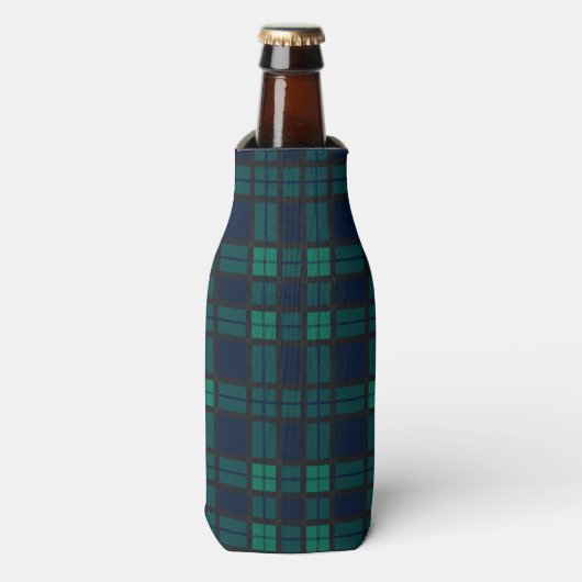Tartan Clan Black Watch Kariert Blue Green Checker Flaschenkühler (Flaschenvorderseite)