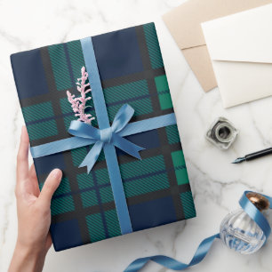 Tartan Clan Black Watch Kariert Grün Blau Karo Geschenkpapier