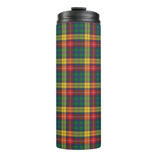 Tartan Clan Buchanan Kariert Green Red Karo Thermosbecher (Vorderseite)