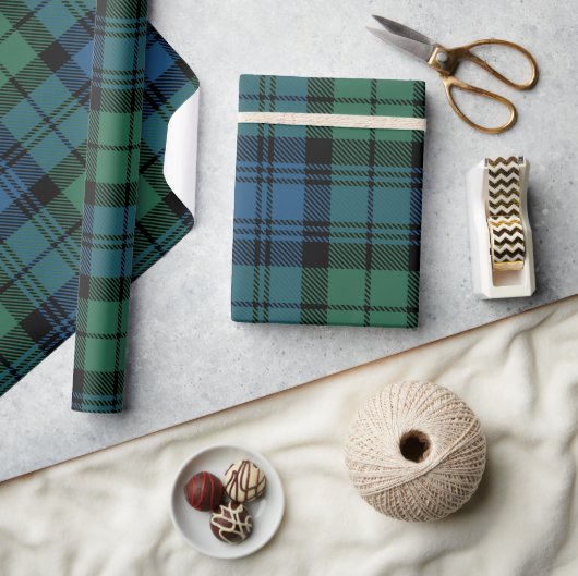 Tartan Clan Campbell Kariertes Schwarz-Grün-Muster Geschenkpapier (Handwerk)