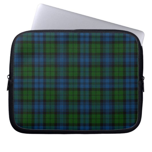 Tartan Clan Campbell Military Kariert Green Blue Laptopschutzhülle (Vorderseite)