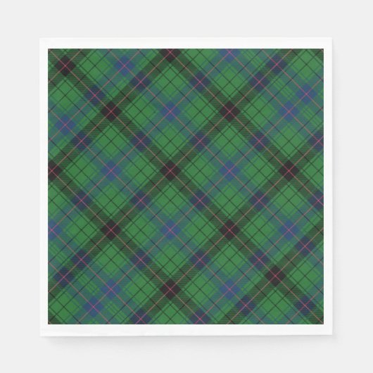 Tartan Clan Davidson Green Checkered Pattern Serviette (Vorderseite)