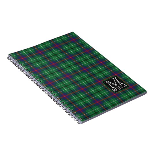 Tartan Clan Duncan Karierter Muster Monogrammname Notizblock (Rechte Seite)
