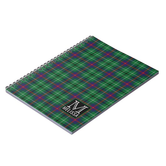 Tartan Clan Duncan Karierter Muster Monogrammname Notizblock (Linke Seite)