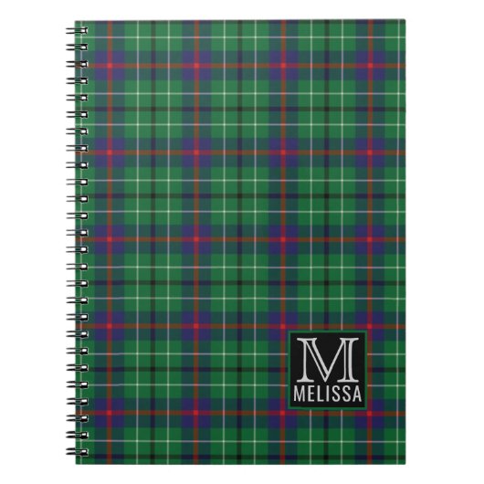 Tartan Clan Duncan Karierter Muster Monogrammname Notizblock (Vorderseite)