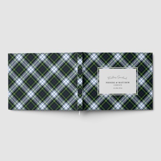 Tartan Clan Gordon Green White Checkered Wedding Gästebuch (Voll)