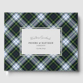 Tartan Clan Gordon Green White Checkered Wedding Gästebuch (Vorderseite)