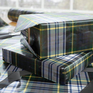 Tartan Clan Gordon Weiß Grün Lila Karo Geschenkpapier
