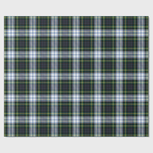 Tartan Clan Gordon White Green Lila Karo Geschenkpapier (Flach)