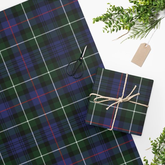 Tartan Clan MacKenzie Karierter Grüner Lila Karo Geschenkpapier
