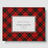 Tartan Clan MacQueen Black Red Wedding Gästebuch (Vorderseite)