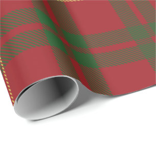 Tartan-Clan MacTavish Karo Grün Rot Kariert Geschenkpapier