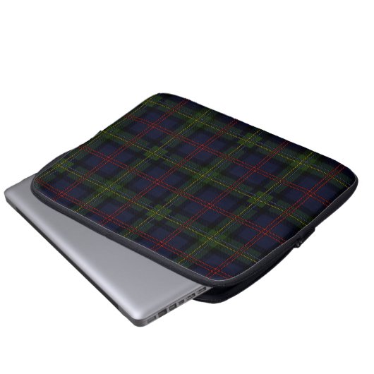 Tartan Clan Malcolm Kariert Olive Green Lila Karo Laptopschutzhülle (Vorne Knopf)