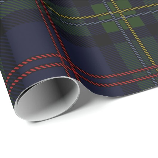 Tartan Clan Malcolm Lila Green Red Karo Pattern Geschenkpapier (Rolleneckpunkt)