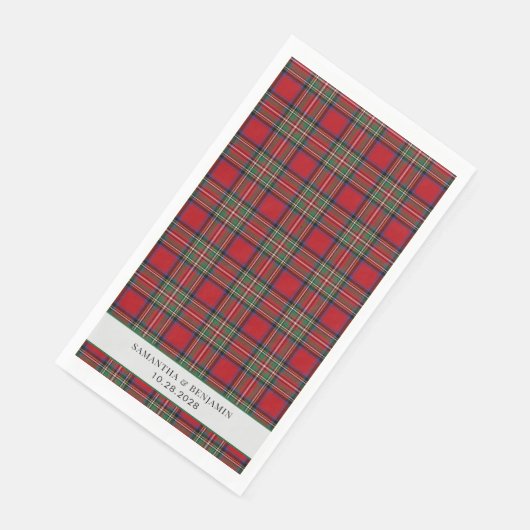 Tartan Clan Stewart Kariert Black Red Custom Weddi Serviette (Ecke)