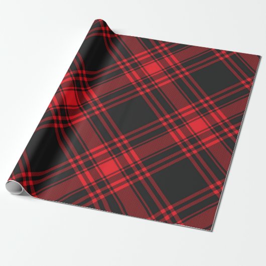 Tartan Clan Stewart Kariert Black Red Karo Pattern Geschenkpapier (Ungerollt)
