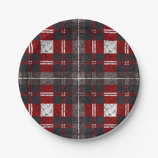 Tartan Clan Stewart Kariert Black Red Karo Pattern Pappteller (Vorderseite)