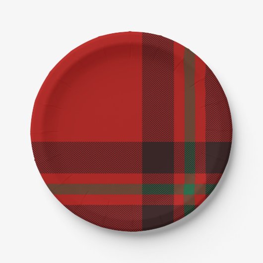 Tartan Clan Stewart Kariert Black Red Karo Pattern Pappteller (Vorderseite)