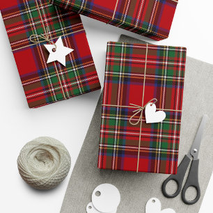 Tartan Clan Stewart Karo Schwarz Rot Kariert Rusti Geschenkpapier
